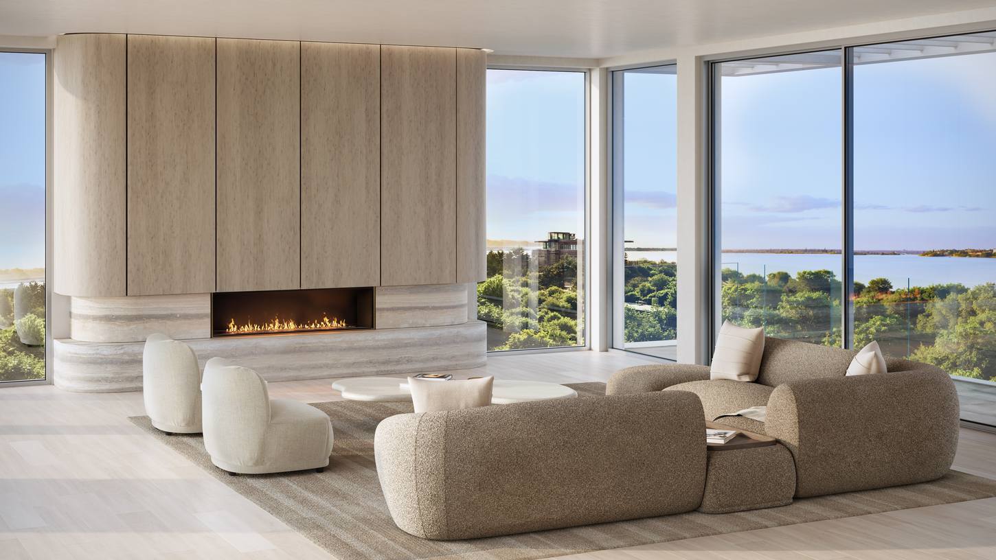 Living room at sunset