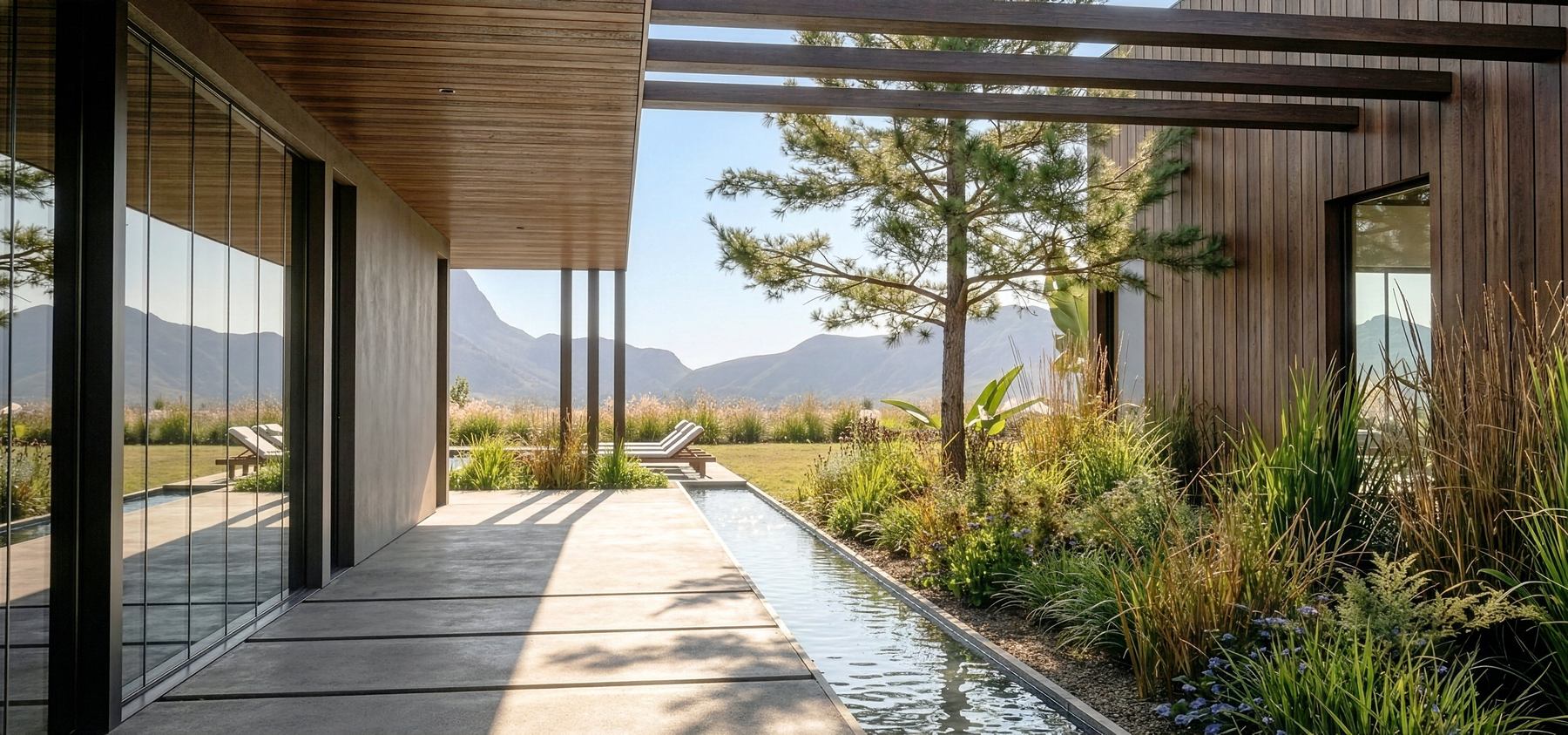 Pool terrace and landscape
